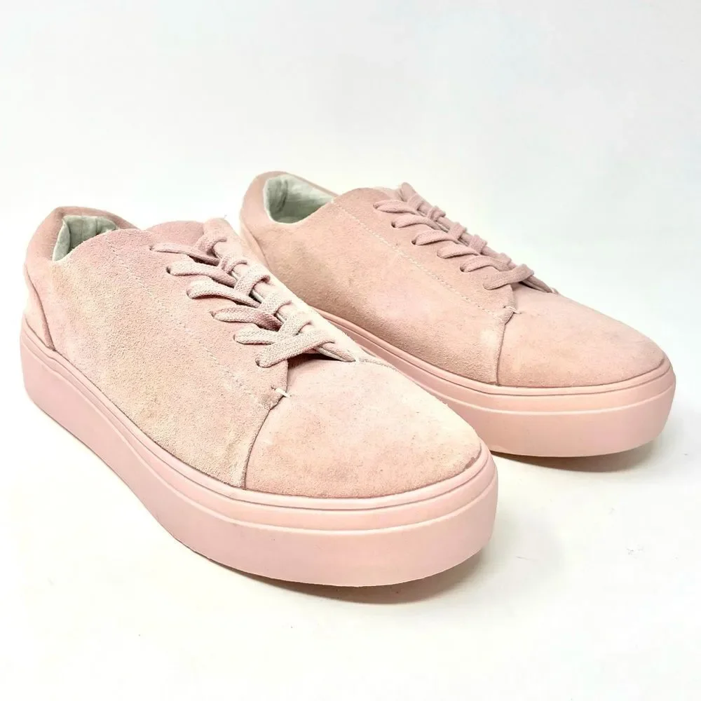 NEW DLG Monochromatic Pink Suede Chunky Sneakers Size 7 - Picture 2 of 8